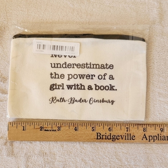 "Never Underestimate the Power of a Girl With a Book," Cosmetic Bag Zippet Pouch - Picture 4 of 5